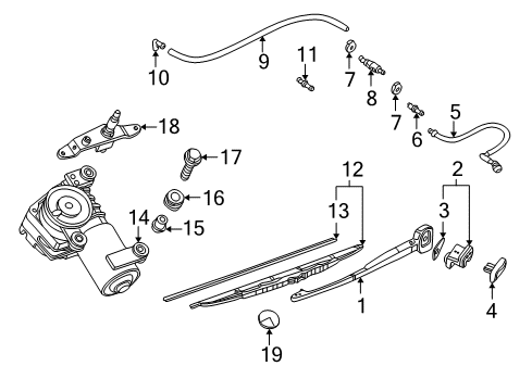 1999 BMW 528i Wiper & Washer Components Rear Window Key Button With Micro Switch Diagram for 61318363631