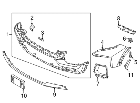 2022 Hyundai Santa Cruz Bumper & Components - Front COVER-FR BUMPER, LH Diagram for 86513-K5000
