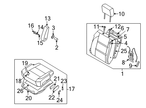 2004 Nissan Titan Power Seats Knob-Switch, Front Seat Slide L Diagram for 87062-7S000