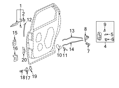 2001 Pontiac Aztek Rear Door Rod-Rear Side Door Outside Handle Diagram for 10324415