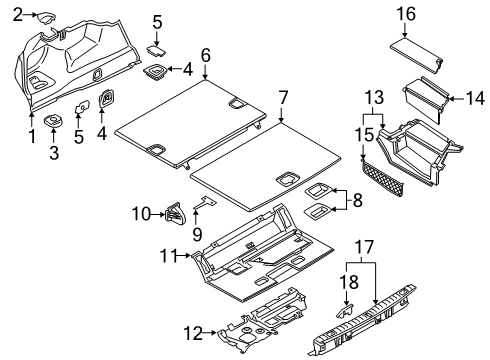 2020 BMW 745e xDrive Interior Trim - Rear Body Storage Compartment, Luggage Compartment., Left Diagram for 51477376495