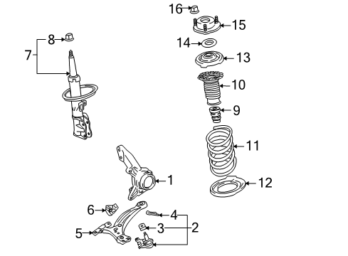2011 Toyota Highlander Front Suspension Components, Lower Control Arm, Stabilizer Bar Strut Diagram for 48510-B9810