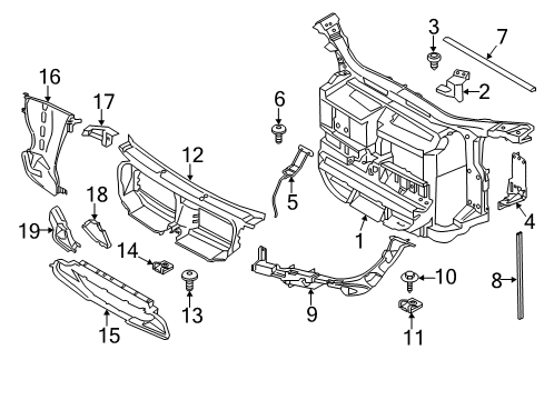2013 BMW X1 Radiator Support Front Panel Diagram for 51642990176