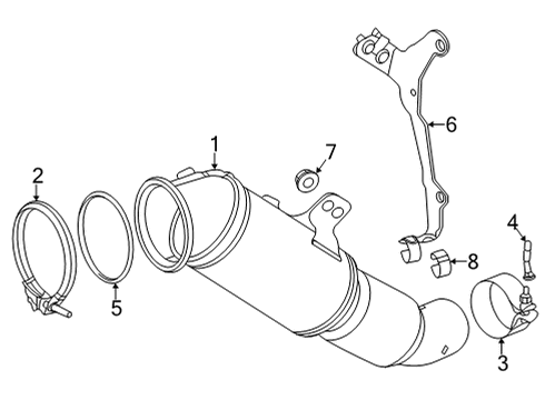 2021 Toyota GR Supra Exhaust Components Catalytic Converter Clamp Diagram for 17452-WAA01