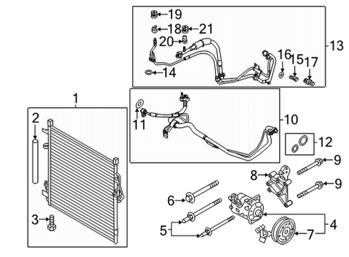 2021 Ford Bronco A/C Compressor Compressor Bracket Diagram for L1MZ-10A313-BA