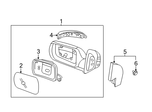 2006 Kia Sedona Outside Mirrors Outside Rear View Mirror & Holder Assembly, Left Diagram for 876114D001