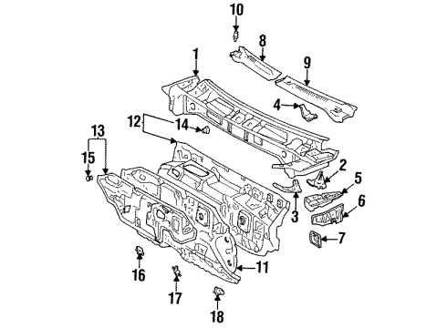 1995 Toyota Avalon Cowl Stopper Diagram for 55739-07010