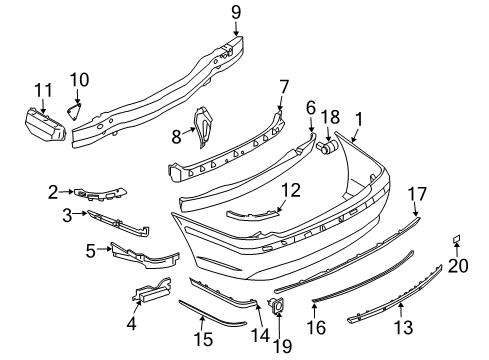 2002 BMW 745Li Rear Bumper Finisher, Rear Light, Primed Left Diagram for 51127156771