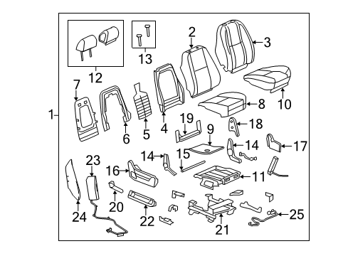 2014 Chevrolet Silverado 2500 HD Front Seat Components Seat Back Cover Diagram for 20833414