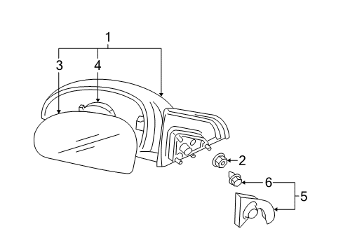 2009 Kia Spectra5 Outside Mirrors Outside Rear View Mirror Assembly, Left Diagram for 876102F102