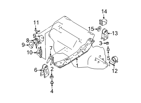 2000 Nissan Maxima Engine & Trans Mounting Engine Mounting Bracket, Rear Diagram for 11332-2Y010
