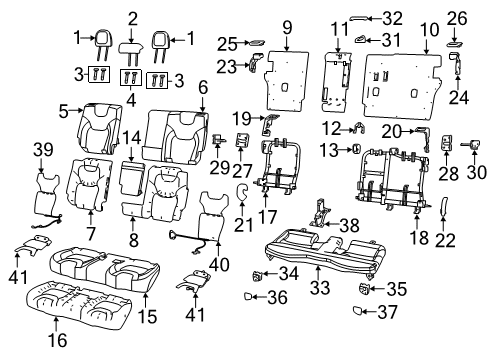 2021 Jeep Cherokee Rear Seat Components Foam-Seat Back Diagram for 68290652AE