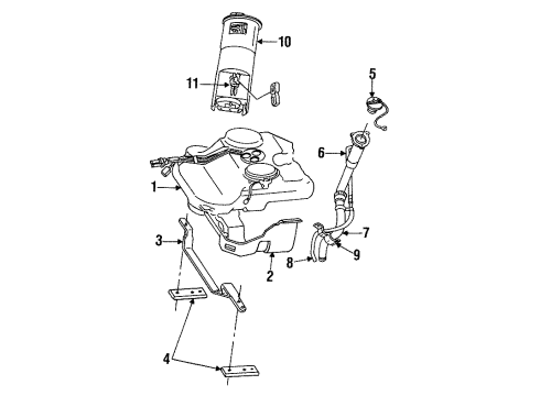 1993 Dodge Intrepid Fuel System Components Clamp-Hose Diagram for 6502091