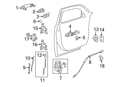 2007 Chevrolet HHR Front Door - Lock & Hardware Latch Diagram for 20791792