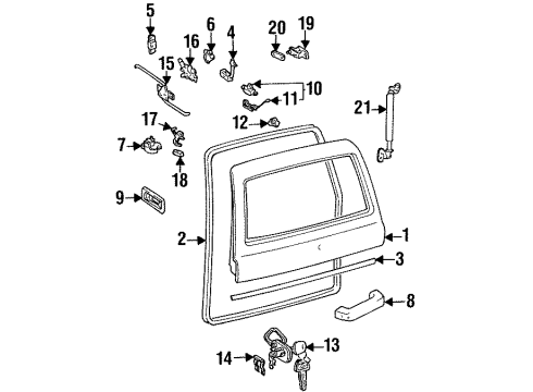 1996 Toyota Land Cruiser Switches Back Door Handle Assembly, Outside Diagram for 69090-60010