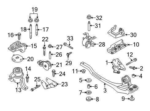 2010 Mercury Mariner Engine & Trans Mounting Front Mount Diagram for 9L8Z-6031-A