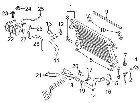 2021 Ford F-250 Super Duty Radiator & Components Lower Pipe O-Ring Diagram for BC3Z-8590-A