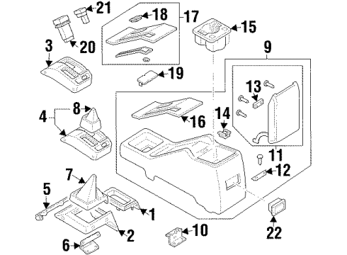 1995 Isuzu Rodeo Center Console Box, Console Diagram for 8-94341-007-2