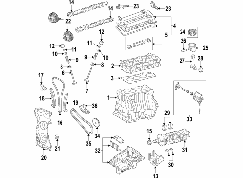 2018 Ford Mustang Engine Parts, Mounts, Cylinder Head & Valves, Camshaft & Timing, Variable Valve Timing, Oil Pan, Oil Pump, Balance Shafts, Crankshaft & Bearings, Pistons, Rings & Bearings Front Cover Diagram for CJ5Z-6019-F