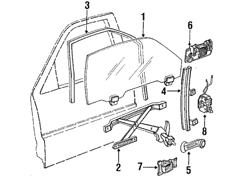 1988 Honda CRX Glass - Door Regulator, Right Front Door Diagram for 72210-SH2-013