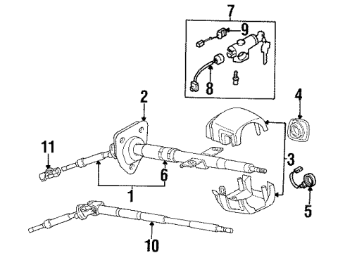 1993 Nissan 300ZX Steering Column, Steering Wheel & Trim, Housing & Components, Shaft & Internal Components, Shroud, Switches & Levers Lock Set-Steering Diagram for 48700-44P91