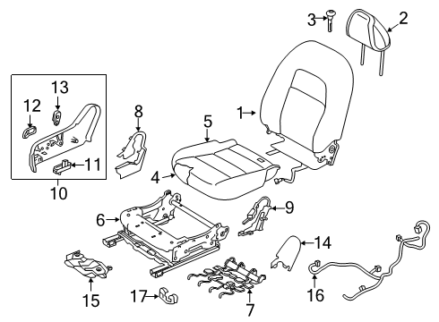 2020 Nissan Altima Power Seats Trim & Pad Assy-Cushion, Front Seat Diagram for 87310-6CC2A