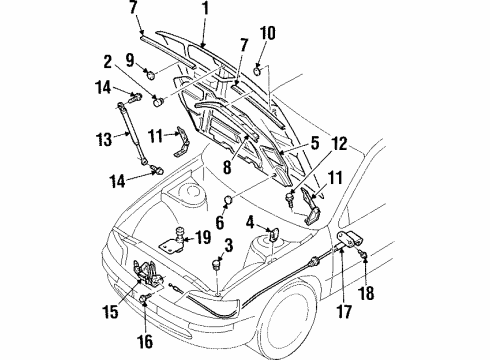 1997 Infiniti I30 Hood & Components Cable Assembly-Hood Lock Diagram for 65620-40U05