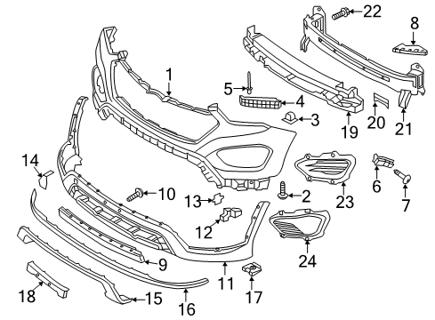 2016 Hyundai Santa Fe Front Bumper Screw-Tapping Diagram for 12493-05147-B