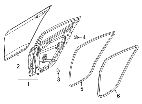 2017 Hyundai Ioniq Rear Door Weatherstrip Assembly-Rear Door Side RH Diagram for 83140-G2000