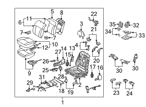 2009 Lexus GS460 Front Seat Components Front Seat Back Cover, Right (For Separate Type) Diagram for 71073-30C50-A2