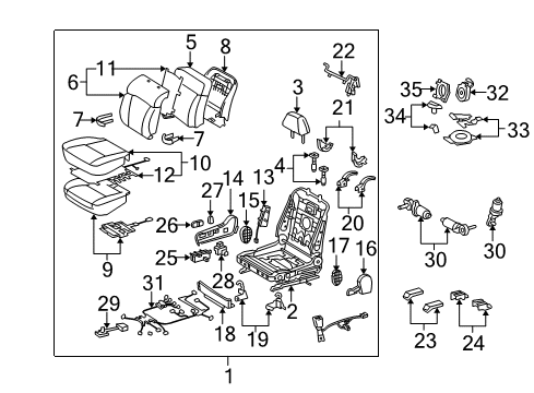 2009 Lexus GS460 Front Seat Components Seat Assy, Front RH Diagram for 71100-30L71-A0