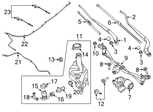 2021 Ford Ranger Wipers Wiper Motor Bolt Diagram for -W711158-S442