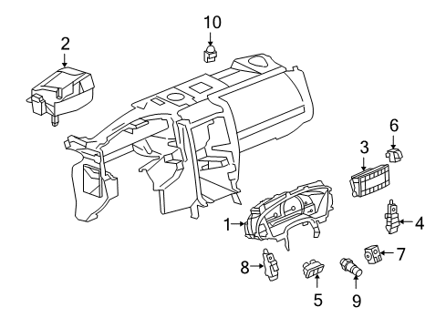 2007 Cadillac XLR Cluster & Switches Dash Control Unit Diagram for 15855707