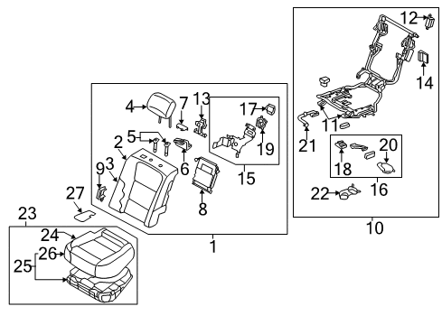 2015 Hyundai Equus Rear Seat Components Cushion Assembly-Rear Seat, LH Diagram for 89105-3NFB0-NVR