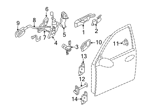 2008 Hyundai Entourage Front Door Door Key Sub Set, Right Diagram for 81980-4JA00