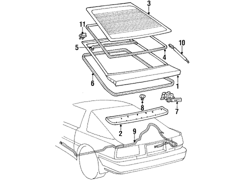 1991 Toyota Supra Lift Gate Back Door Lock Assembly Diagram for 69350-14121