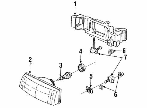 1994 Mercury Tracer Headlamps Adjust Screw Diagram for F1CZ13032C
