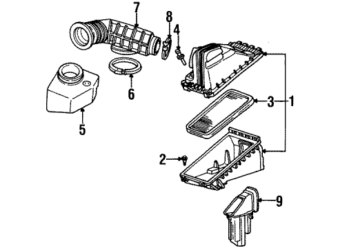 1999 Buick Riviera Powertrain Control Resonator Asm - Air Cleaner Diagram for 24504799