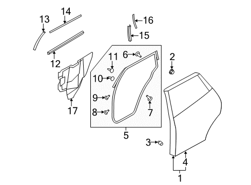 2013 Nissan Murano Rear Door Clip-Weatherstrip Diagram for 80850-89919