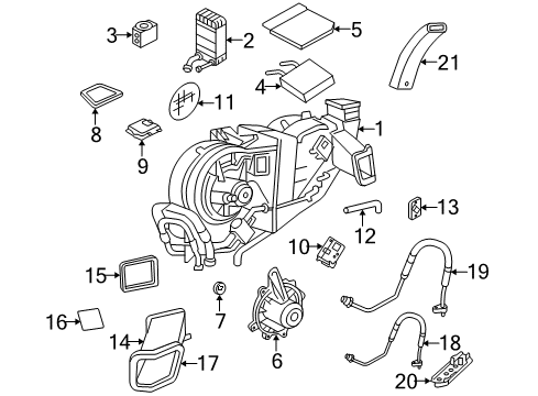 2005 Lincoln Navigator Auxiliary Heater & A/C Heater Core Diagram for 2L1Z-18476-CA