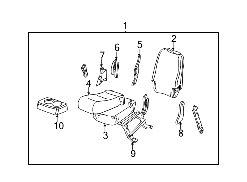 2000 GMC Sierra 1500 Front Seat Components Pad, Front Center Seat Cushion Diagram for 12474218