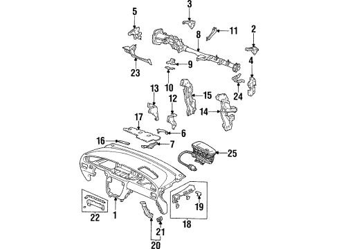 1995 Honda Odyssey Cluster & Switches, Instrument Panel Clip, Instrument (Lower) Diagram for 90609-SL9-900