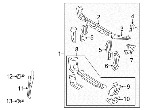 2007 Lexus ES350 Radiator Support Arm, Front Bumper, Upper LH Diagram for 52142-33090