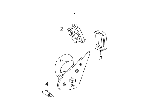 2005 Mercury Mountaineer Outside Mirrors Mirror Assembly Diagram for 1L2Z-17683-BAA