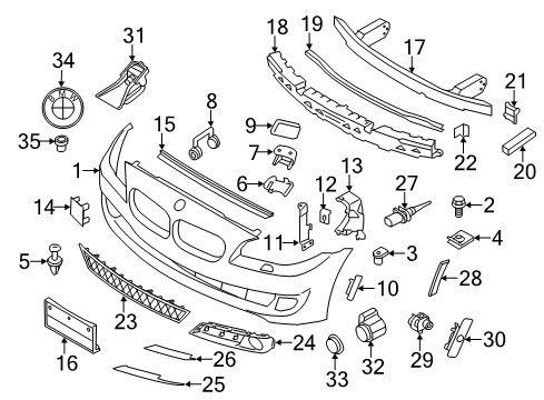 2014 BMW 550i GT Front Bumper Side Marker Reflector Left Diagram for 63147199627