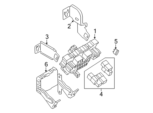 2008 Nissan Rogue Fuse & Relay Body Control Module Assembly Diagram for 284B1-JM00A