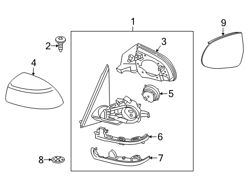 2016 BMW X6 Mirrors Outside Mirror Cover Cap, Primed, Left Diagram for 51167365113