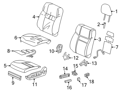 2016 Honda CR-V Driver Seat Components Heater Complete, Front Cushion Diagram for 81134-T1G-E91