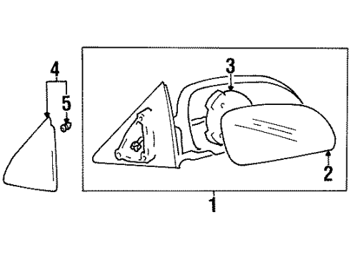 2000 Hyundai Tiburon Outside Mirrors Mirror Assembly-Outside Rear View, RH Diagram for 87606-27750-CA