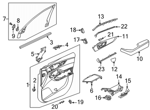 2022 Acura MDX Interior Trim - Front Door Cap R (Deep Black) Diagram for 83510-TYA-A01ZA